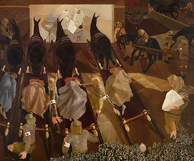 Travoys Arriving with Wounded at a Dressing-Station at Smol, Macedonia, September 1916 Stanley Spencer